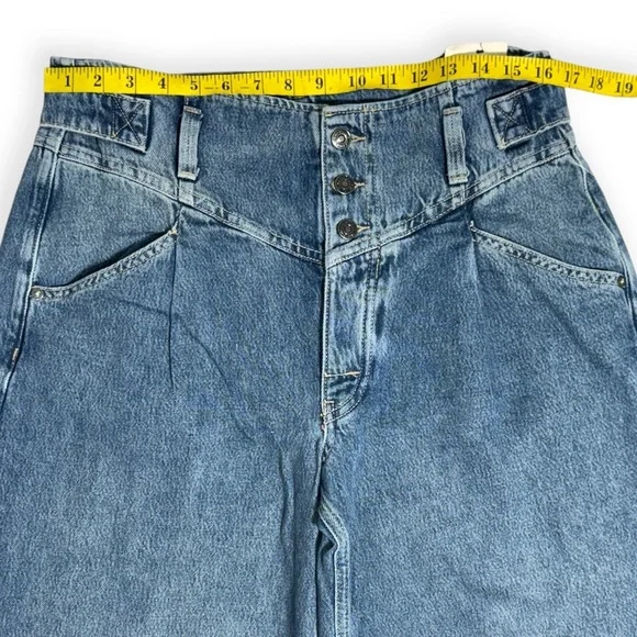 Free People We The Free Super Sweeper Wide Leg Jeans In The West Wash Size Med - Picture 4 of 14